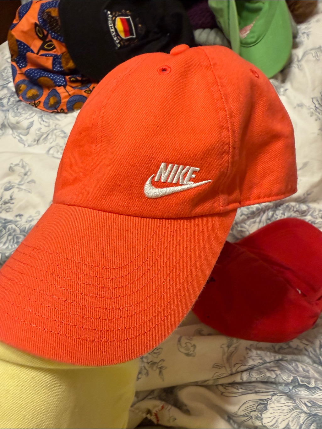 Nike Orange Baseball Cap With White Embroidered Logo